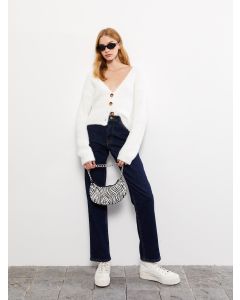High Waisted Straight Women's Denim Trousers