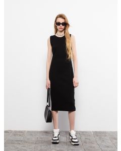 Women Crew Neck Straight Sleeveless Dress