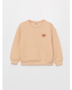 Crew Neck Embroidered Long Sleeve Girl Sweatshirt