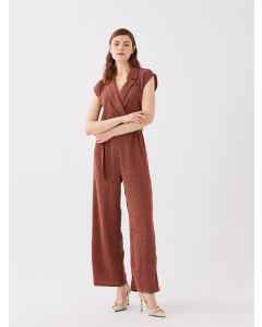 Women's Double Breasted Collar Straight Jumpsuit