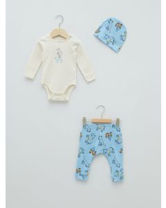 Crew Neck Long Sleeve Printed Baby Boy 3-Pack Set
