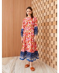 Crew Neck Patterned Long Sleeve Women's Dress