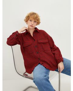 Front Button Closure Crowbar Patterned Long Sleeve Women's Shirt Jacket