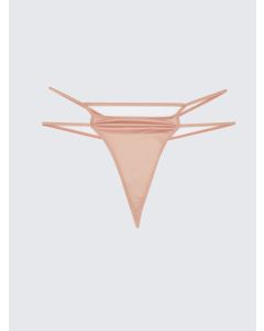 Piping Detailed Satin Thong Panties