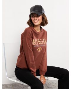 Crew Neck Printed Long Sleeve Women's Sweatshirt