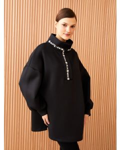 Standing Collar Stone Detailed Long Sleeve Women's Tunic