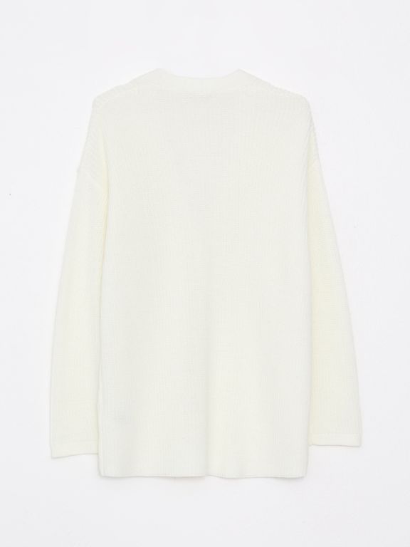 V Neck Regular Long Sleeve Women's Tricot Cardigan