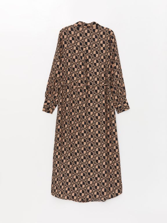 Patterned Long Sleeve Women's Shirt Dress