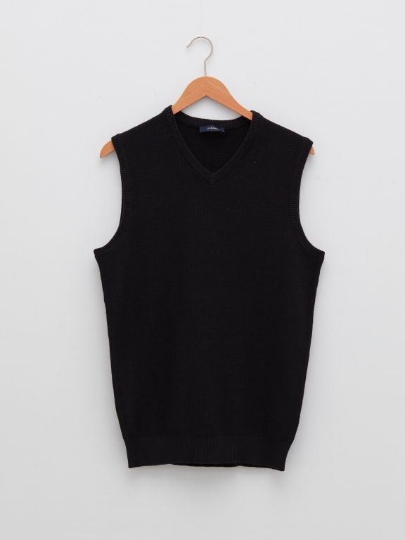 V Neck Sleeveless Straight Men's Sweater