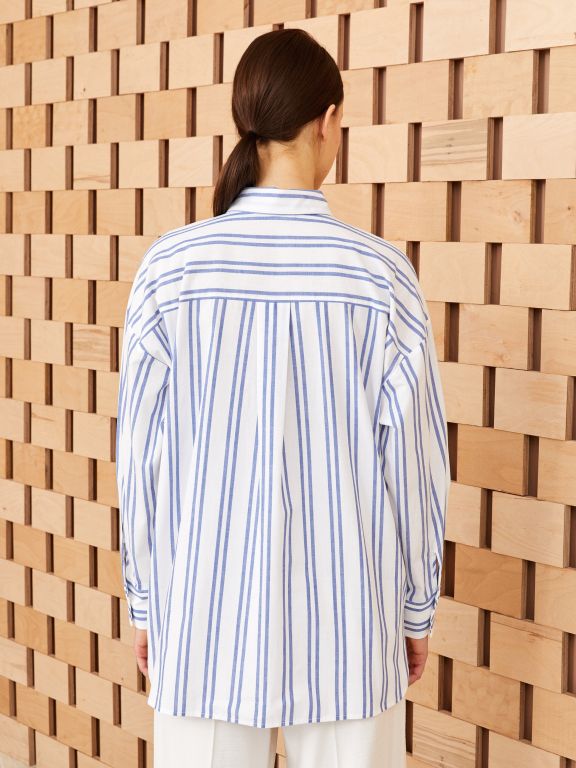 Shirt Collar Striped Long Sleeve Women's Tunic