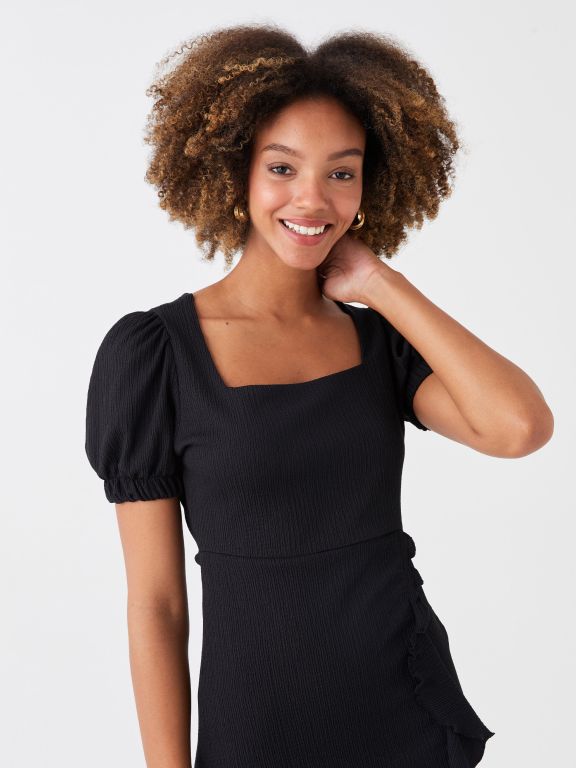 Square Collar Polka Dot Short Sleeve Women's Dress