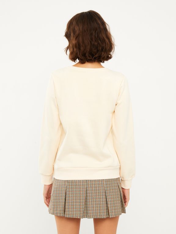 Crew Neck Printed Long Sleeve Women's Sweatshirt