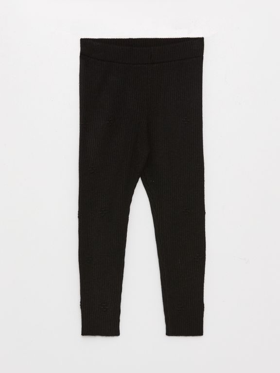 Soft Textured Baby Girl Knitwear Tights with Elastic Waist