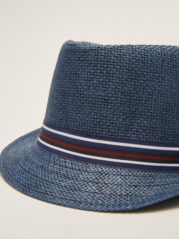 Piping Detailed Straw Men's Fedora Hat