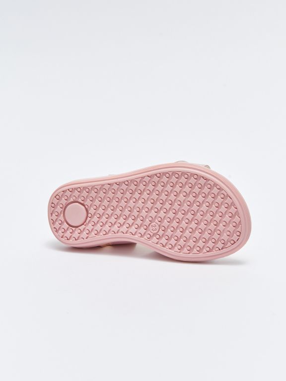Floral Embroidered Velcro Closure Baby Girl Sandals