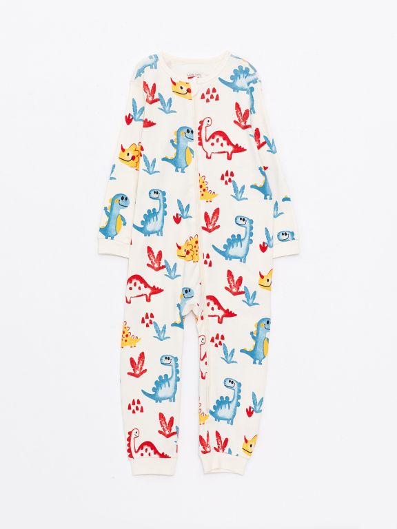 Crew Neck Long Sleeve Printed Baby Boy Jumpsuit 2-Pack