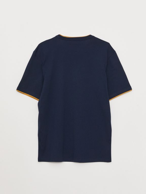 Crew Neck Short Sleeve Printed Combed Cotton Men's T-shirt