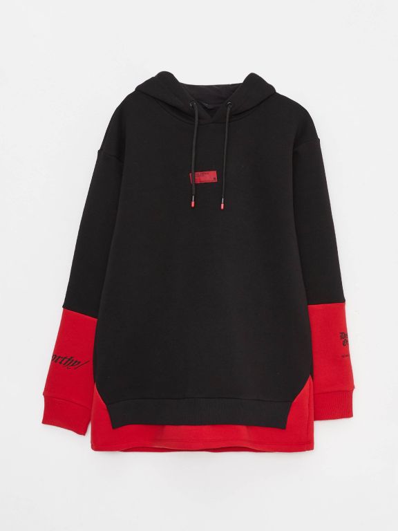 Oversize Hooded Long Sleeve Color Block Men's Hoodie