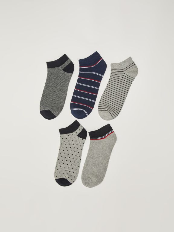 Patterned Men's Booties Socks 5 Pack
