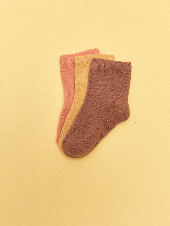 Basic Baby Girl Towel Socket Socks 3-Pack