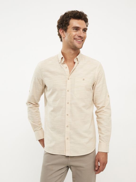 Regular Fit Long Sleeve Patterned Men's Shirt