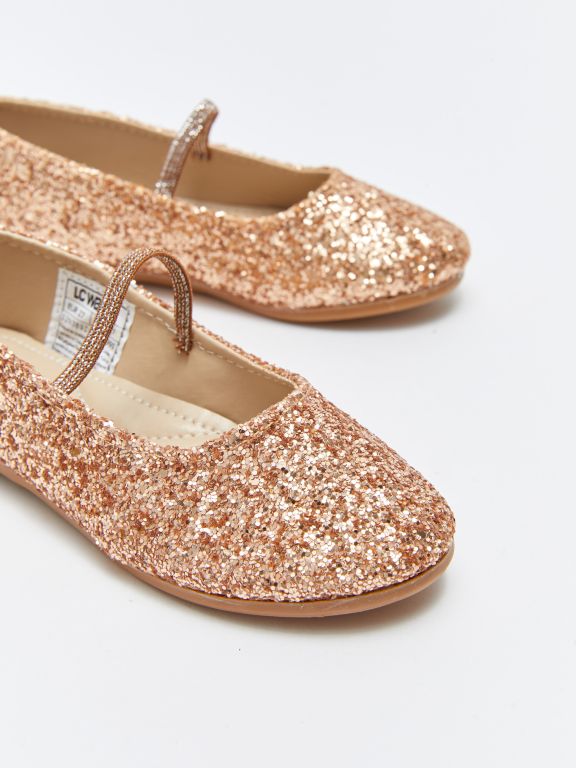 Silvery Elastic Girls Baby Flats