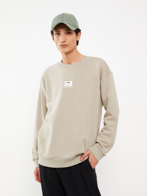 Crew Neck Long Sleeve Printed Men's Sweatshirt