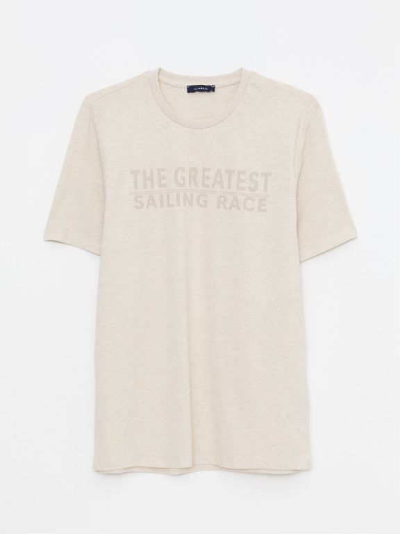 Crew Neck Short Sleeve Printed Combed Cotton Men's T-shirt
