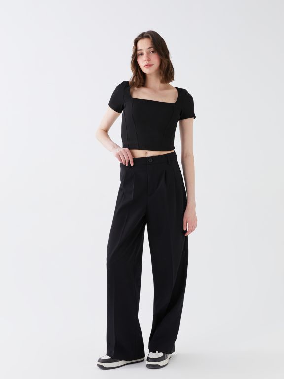Women's Comfortable Fit Wide Leg Trousers