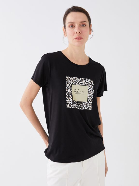 Crew Neck Printed Short Sleeve Women's T-shirt