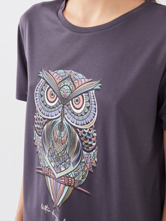 Women's Crew Neck Printed Short Sleeve T-Shirt
