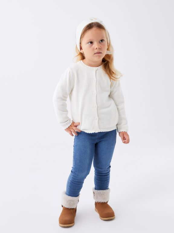 Crew Neck Baby Girl Knitwear Cardigan