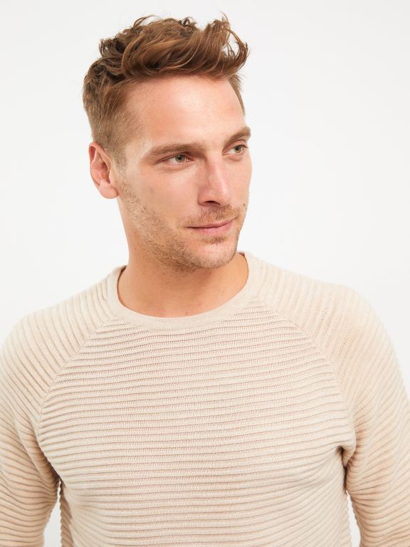 Crew Neck Long Sleeve Men's Tricot Sweater