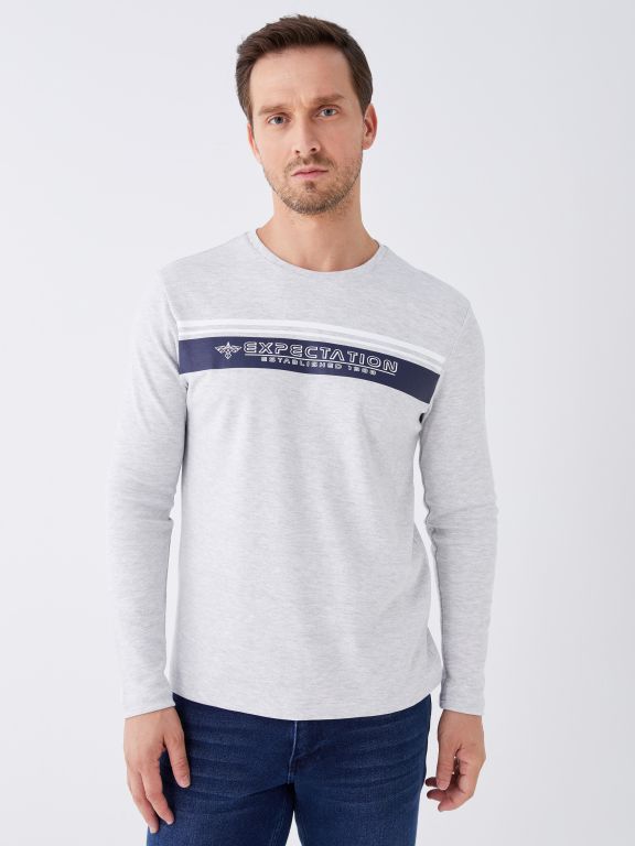 Crew Neck Long Sleeve Printed Men's Sweatshirt