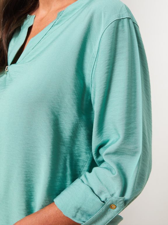 Johnny Collar Regular Long Sleeve Gabardine Women's Blouse
