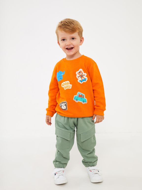 Poncho Crew Neck Printed Baby Boy Sweatshirt