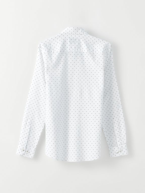 Slim Fit Long Sleeve Patterned Dobby Weave Men's Shirt