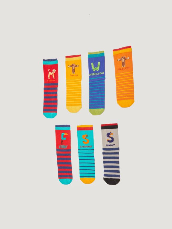Patterned Boy Socket Socks 7-pack