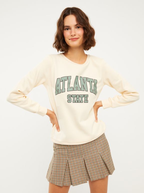 Crew Neck Printed Long Sleeve Women's Sweatshirt