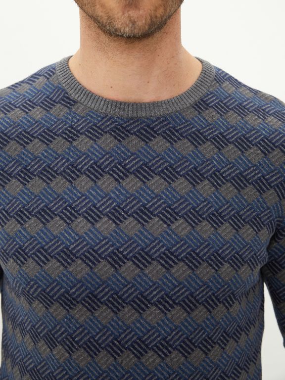Crew Neck Long Sleeve Men's Tricot Sweater