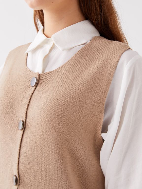 Women's Crew Neck Regular Tricot Vest