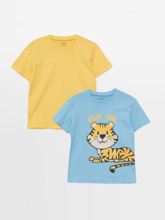 Crew Neck Short Sleeve Baby Boy T-Shirt 2 Pieces