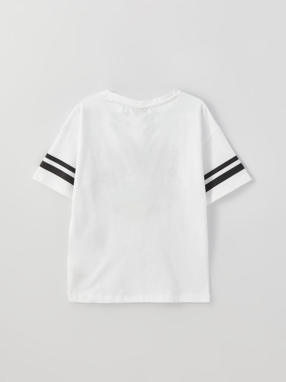 Crew Neck Printed Short Sleeve Girls T-Shirt and Tights
