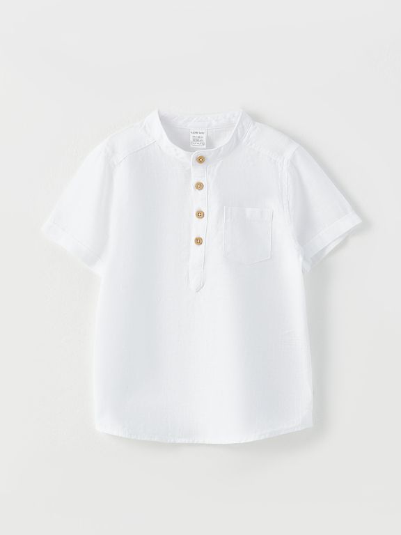 Grandad Collar Short Sleeve Baby Boy Shirt