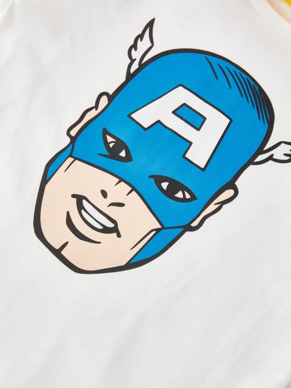 Crew Neck Marvel Printed Short Sleeve Boy T-Shirt 2-Pack