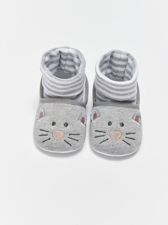 Baby Boy Pre-Toddler House Shoes with Embroidery Detailed Socks