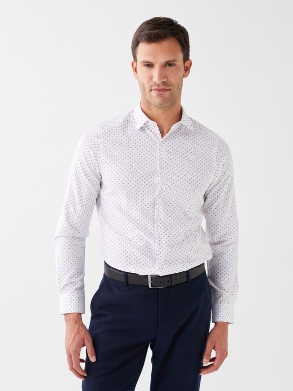 Slim Fit Long Sleeve Poplin Men's Shirt