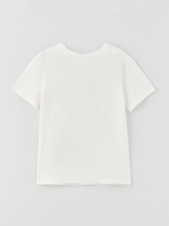 Crew Neck Printed Short Sleeve Girl T-shirt