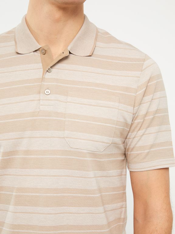 Polo Neck Short Sleeve Striped Men's T-Shirt