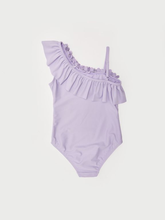 Ruffle Detailed Girl's Swimwear Made of Flexible Fabric
